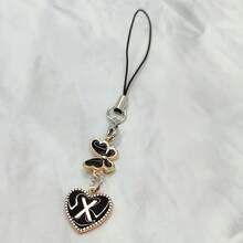 黑色蝴蝶字母手机挂饰，1个，装饰品，适合节日、情侣、家庭礼物、浪漫礼物、手机装饰，设计优雅，时尚配饰，细节精致，纪念品，礼品，家居礼物，兼容安卓和大多数智能手机，送给母亲、家人、朋友、孩子的礼物，生日礼物，节日手机链 - 黑色 - 查看 46