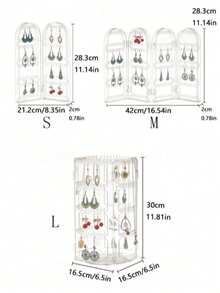 1pc Foldable Jewelry Rack, Acrylic Earring Necklace Display Stand, Rotating Multi-Tier Organizer For Earrings, Earrings, Earrings, Necklaces, Countertop & Desktop Back To School - Clear - View 3