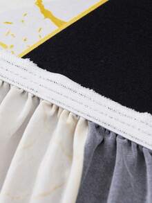 1pc Printed Ruffled Elastic Sofa Cover, Machine Washable, Protects Sofa, Dust & Dirt Resistant, Suitable For All Seasons - Black and White - View 8