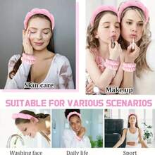 Spa Sponge Headband Face Mask Wristband Set, Face Mask Headband, Skin Care Headband, Makeup Removal And Skin Care Headband, Shower, Ladies Hair Accessory Gift Set - Headband + Wristband - View 7