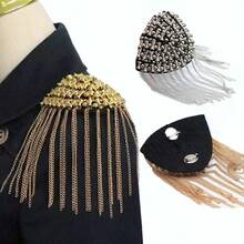 1pc Gold & Black Tassel Epaulet, Fashion Stage Performance Shoulder Brooch Accessory - Tassel Epaulettes - View 8