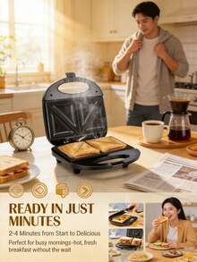 SOKANY 115 Sandwich Maker Breakfast Machine, Non-Stick Pan, Heat-Resistant Bakelite Body, Constant Temperature Control And Indicator Light, Overheat Protection, 750W, Fast Heating, Easy To Clean, Compact And Easy To Store - View 7