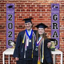 2026 Graduation Season Couplets, Celebrating Graduation, Purple And Green Graduation Season Porch Banners, Graduation Decorations, Graduation Porch Banners, Class Of 2026 Graduation Decorations, Perfect For Graduation Season Decorations And Commencement Ceremonies. Ideal For Celebrating Graduates, Versatile Uses. - Multicolor - View 5