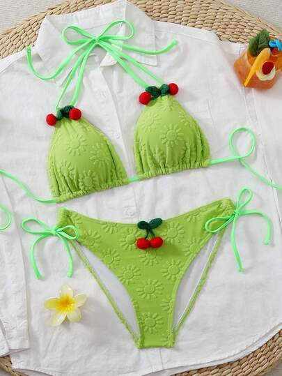 新款针织提花特殊面料，樱花向日葵可爱性感3D立体花卉图案，适合派对、拍照、休闲、度假、海滩穿着，四季皆宜