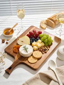 1PC Premium Acacia Wood Serving & Cutting Board With Handle, Cheese & Charcuterie Board, Easy Clean Fruit Board, Great As Mother's Day Gift & Festival Present - Camel - View 14