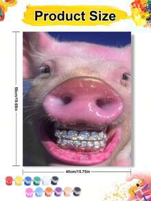 Sparkling Pig Smile DIY Oil Painting By Numbers Canvas Painting Crafts Adult Home Decoration 40x50cm/16x20inch Holiday Gifts - 40*50cm - View 2