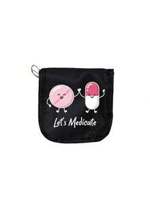 1 pièce Boîte à pilules portable, sac de rangement mignon avec motif de pilules et seringues de dessin animé, organisateur de médicaments compact et trousse de premiers soins, ensemble médical portable, convient pour le stockage de médicaments au quotidien/en extérieur/en voyage/en dortoir - Multicolore - Voir 18