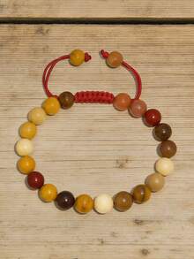 莫卡石碧玉手链 – 男女皆宜 – 时尚百搭 – 8毫米圆珠手链，用于精神疗愈、守护和传递正能量 - mookaite jasper - 查看 4