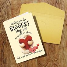 A Heartfelt Greeting Card With An Envelope - Featuring The Message 'Sending You The Biggest Hug Ever' With A Cute Bear And Red Heart Design - An Ideal Choice For Birthdays, Holidays - Sets - View 7