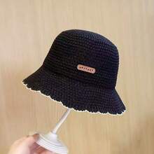 1 pieza Sombrero de cubo nuevo de primavera/otoño, sombrero casual versátil de protección solar de unicolor estilo coreano con etiqueta de cuero de moda - Multicolor - Ver 9