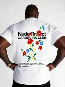 AnChiStreetwear - 大码男士时尚抽象花卉涂鸦印花休闲短袖T恤，适合日常、街头、户外穿着 - 白色 - 查看 1