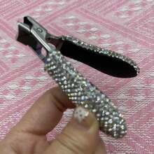 Rhinestone Stainless Steel Nail Clipper, Wide Jaw Sharp Labor-Saving, Thick Nails Toenails, Creative Home Nail Clipper - White - View 3