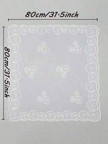 1pc Fashion Women's High-Quality Lightweight Floral Embroidered 80cm Bandana Scarf, Wedding Accessories, Head Scarf For Women, Suitable For Weddings, Parties, Gatherings, All Seasons - 白色 - 查看 3