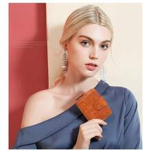 女士短款钱包，复古PU皮革拉链零钱包，高端手拿包 - 彩色 - 查看 6