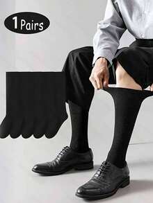 1/5 Pasang Kaos Kaki Pria Setinggi Lutut untuk Bisnis, Serbaguna untuk Kasual, Kerja, dan Pemakaian Sehari-hari - Hitam dan Putih - View 7