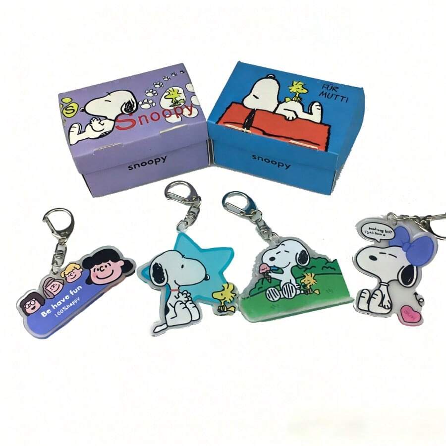 SNOOPY 1个创意亚克力查理卡通动漫钥匙扣挂件，送给粉丝、家人和朋友的完美小礼物，情人节礼物，新年礼物，复活节礼物[随机款式] - 彩色 - 查看 1