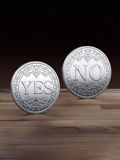 1pc Golden/Silver Metal YES/NO Decision Coin 3D Lucky Coin Magic Coin Divination Coin
