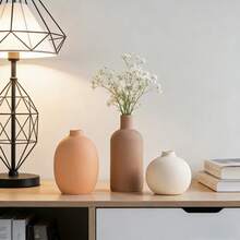 3 PiecesNordic Style Ceramic Vase Set | Wabi-Sabi Home Decor Dried Flower Vase | Multi-Color Creative Living Room Decoration | Modern Home Gift Set - Ceramic Vase Three-piece Set - View 5