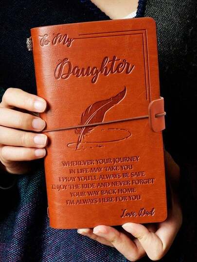 High-Quality Cartoon Notebook, PU Leather Travel Journal, Letter Combination, Gift For Women & Men, Refillable Notepad