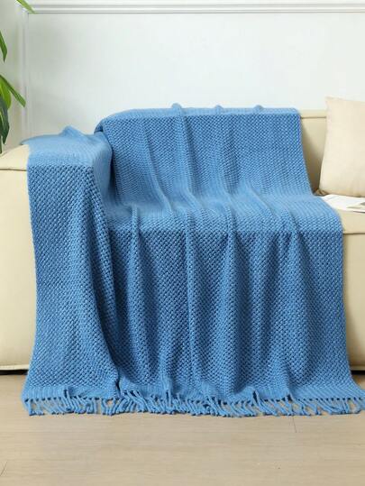 1 pieza Manta de punto, manta casual para la siesta con flecos para cama, sala de estar, sofá, silla