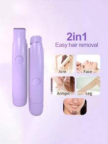 HYUNDAI 2-In-1 Waterproof Bikini Trimmer, Sensitive Skin Intimate Area Hair Remover For Women, Reusable Bikini & Body Groomer With Ergonomic Handle - Purple - View 3