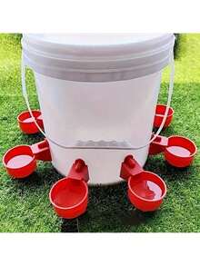 5/1pc Automatic Poultry Drinker Bowl, Red Plastic Chicken Waterer Kit - Duck, Goose, Turkey, Rabbit Watering System, Automatic Water Refilling Drinker Without Electricity, Suitable For Farm Animals - A - View 8