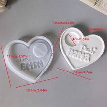 1pc DIY Epoxy Resin Mold, Heart-Shaped Tea Light Candle Holder Plaster Drip Glue Mold, Mother's Day Gift, Handmade Craft Mold, Reusable - White - View 10