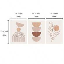 3幅波西米亚几何花卉印花帆布画，复古赤陶色海报，波西米亚抽象墙面艺术装饰画，适用于卧室、办公室、客厅、家居，无框 - 彩色 - 查看 10