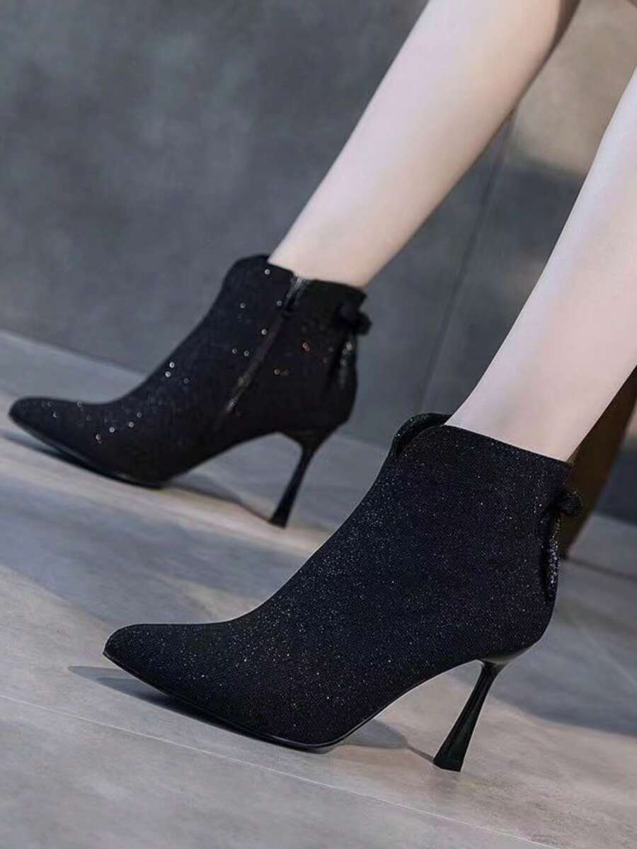 Women's Spring Boots, New 2026 Sexy Pointed Toe Thin Heels High Heels, Slim Boots - Black - View 1