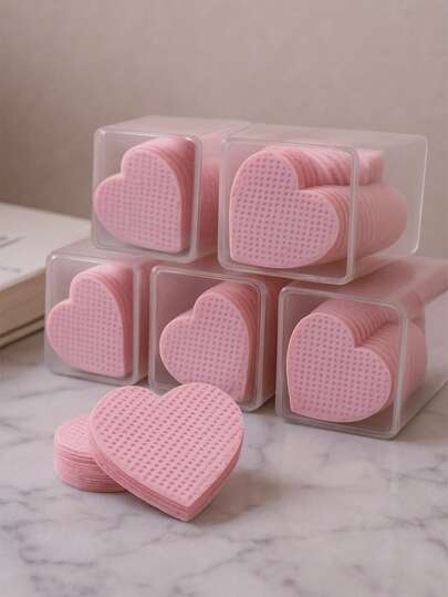 200/400/600pcs Cute Heart-Shaped Nail Polish Remover Pads - Non-Shedding Disposable Manicure Wipes With Transparent Storage Box - Suitable For Salon And Home Nail Care