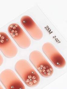 SSemi Cured Gel Nail Strips , Jelly Beige, 16 Pcs Gel Nail Wraps, Stickers, No UV Light Required, Salon Quality, Long Lasting - Rusty Rose - View 6