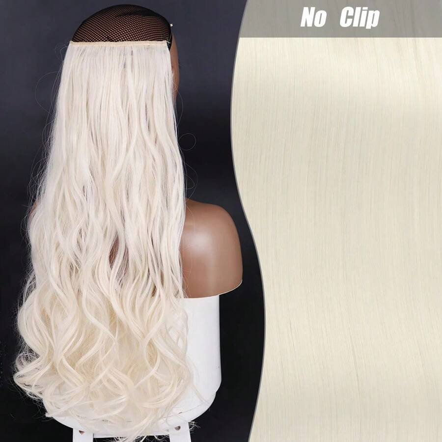 Clip-In Natural Hair Extension, Long Straight Synthetic Hairpiece, Blonde, Black, Mixed Color, Fake Hairpiece For Women HKQE - Dark Green - View 1