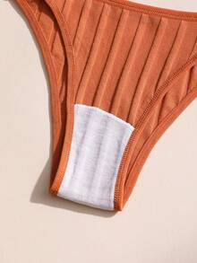 8条装性感低腰无缝字母腰带比基尼内裤，女士柔软透气罗纹棉质三角裤 - 舒适内衣，日常穿着及运动瑜伽内衣 - 彩色 - 查看 11