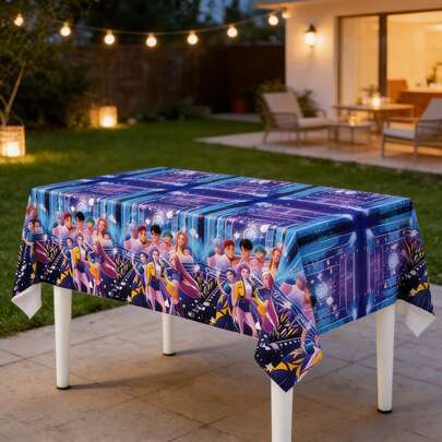K-Pop & Anime Themed Birthday Party Disposable Tablecloth Set, Cute Party Supplies Suitable For Kids And Girls