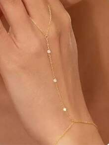 1 chiếc vòng tay vàng nữ, mạ vàng 18K tinh tế, đính hạt pha lê, kiểu dáng tối giản và thời trang, chống thấm nước, quà tặng Ngày của Mẹ. - 1 chuỗi ngón tay - Xem 2