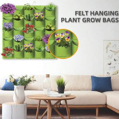 2个装，18口袋垂直花园种植袋 - 轻便壁挂式种植袋，适用于室内外，节省空间，现代悬挂式种植架，适用于阳台和庭院，多功能蔬菜和香草种植工具