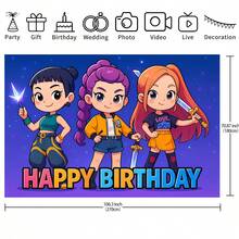 K-Pop Stage Witch Hunter Theme Girls Party Scene Birthday Party Backdrop Banner. K-Pop Theme Wall Decor. Photo Shooting Background. Ideal For Electronic Music Festival Celebrations, Room Decor And Display Props. - Multicolor - View 13