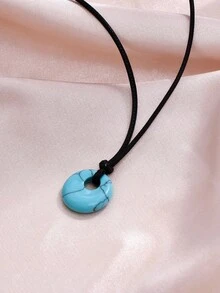 1 pieza Collar con colgante de piedra minimalista, adecuado para uso diario - Turquesa - Ver 3