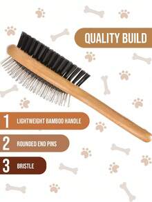 Double-Sided Bamboo Pet Brush, Suitable For Long-Haired Dogs And Cats, Can Remove Shedding, Tangles And Dead Hair - Multicolor - View 5