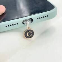 1个双面黑色26字母防尘手机塞/英文字母姓名首字母充电挂件/读卡器/兼容Type-C/Lightning（5-14）接口/情侣防尘塞 - 黑色 - 查看 13