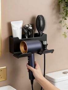 Wall-Mounted Hair Dryer Holder & Storage Rack, Hands-Free Hair Dryer Organizer For Bathroom - Multicolor - View 4