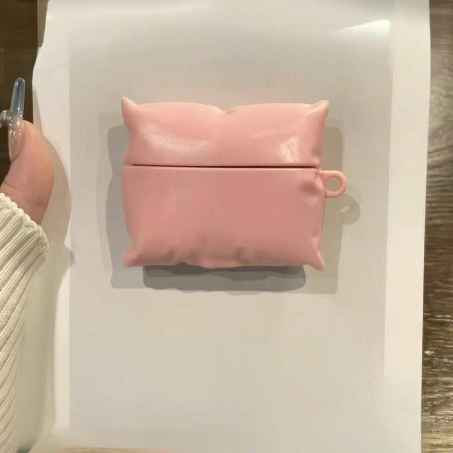 1pc Creative 3D Pillow Headphone Protective Case - Pink - View 1