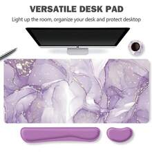Purple Marble Pattern Mouse Pad & Keyboard Wrist Rest Set, Ergonomic Design For Home Office & Gaming - View 7