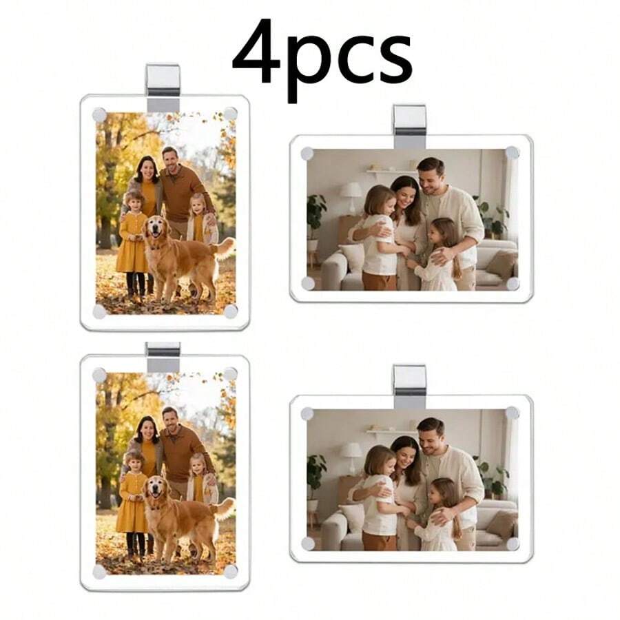2pcs Pieces Of Car Photo Holders, Magnetic Acrylic Sun Visor Photo Clips And Photo Frames, Romantic Valentine's Day Gifts For Him, Her, Boyfriend, Girlfriend, Personalized Car Decoration Accessories