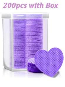 1000/400PCS Gel Nail Polish Remover Wipes, Cleaning Tools For Manicure, Professional Lint-Free Nail Polish Remover Pads, Cleaning Paper Pads, UV Gel Cleaning Paper Towels, Makeup Tools. Wholesale. Nail Art Supplies, Nail Art Tools, Back-To-School Season, Nails, Nail Stickers. Nail Art Tools. - Heart-shaped, Purple - View 2