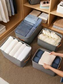 1/2pcs Foldable Large Capacity Wardrobe Organizer, Open Top Design Bedroom Clothes Storage Box, Foldable Wardrobe Organizer With Large Capacity, Breathable, Moisture-Proof, Wear-Resistant, Soft, Multi-Scene Use: Wardrobe, Bedroom, Home, Office - Multicolor - View 5