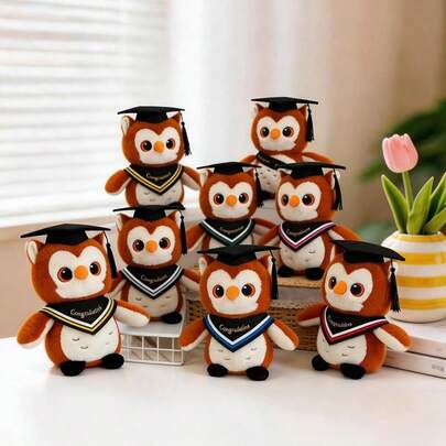 1pc Graduation Edition Plush Owl Doll, Large Size, Comes With Graduation Cap, Ribbon, Doctoral Headpiece, Detachable Graduation Cap And Congratulatory Ribbon. Suitable As A Gift For Students, As Well As Graduation Gift, Valentine's Day Gift, Wedding Gift And Birthday Gift.