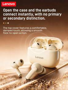 Lenovo TA210 True Wireless Bluetooth Earbuds, Active Noise Cancellation, 13mm Large Driver Unit For Deep Bass, Bluetooth 5.3, Up To 30 Hours Playtime, IPX4 Waterproof, Built-In Microphone - Black/White - Cherry Blossom White - View 6