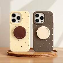 1个复古棕色英文圆形可伸缩折叠慵懒手机支架，兼容苹果手机，简约美学粘性支架 - 彩色 - 查看 8