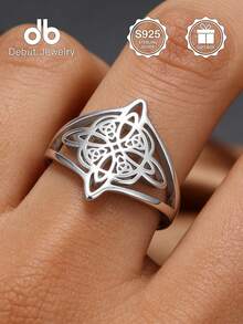 1pc S925 Sterling Silver Celtic Knot Witch Symbol Element Women's Ring, Suitable For Daily Wear And Parties, Style, Versatile Ring, Suitable For Easter, Halloween, Music Festivals, Gifts, Birthday Gifts, Valentine's Day Gifts, Comes With Gift Box - Witch Charm Ring - View 9